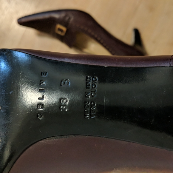 Celine burgundy-brown leather classic pumps/shoes, 2 1/2" heal,size 38 - Picture 7 of 11